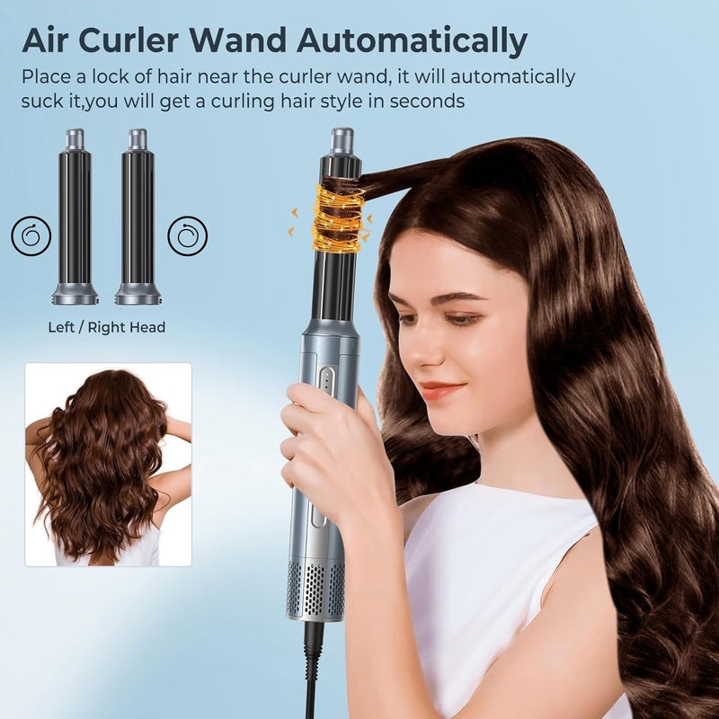 trylater Hair Dryer Brush,Blow Dryer Brush with Attachments,110000 RPM Curly Twist 6 in 1 Air Style, Professional Ionic Hair Styling Tool, Left & Right Air Curler, Volumizer - Image 3